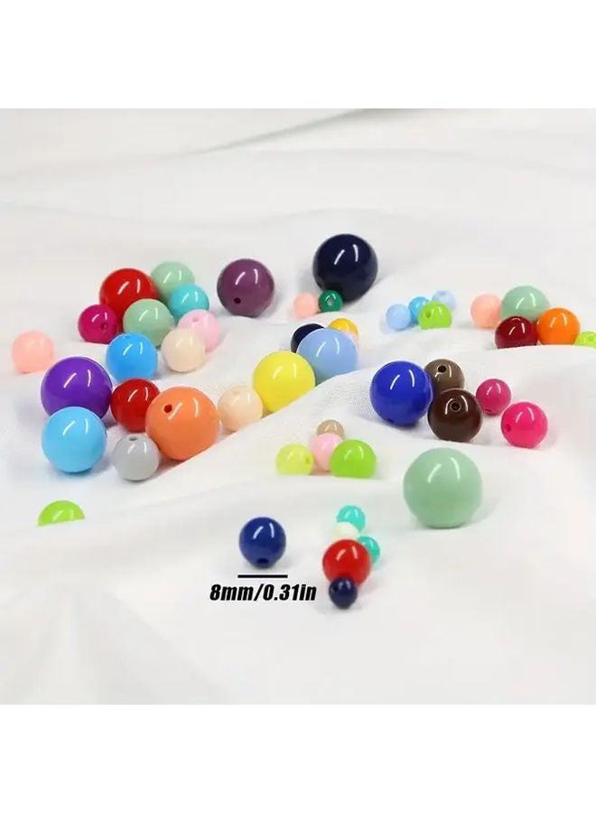 Acrylic Solid Color Beads 8mm 500g About 1800pcs Pack Round Scattered Beads Jewelry Making Supplies - Image 4